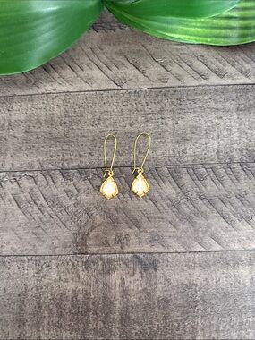 Gold Teardrop Pearl Dangle Earrings - Women Jewelry